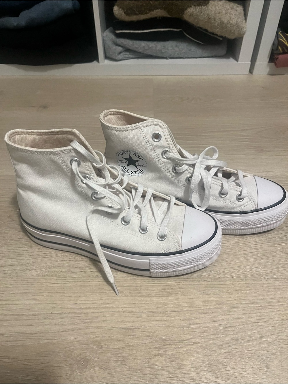 Converse White High-Top Platform Chuck Taylor Sneakers - Picture 3 of 5